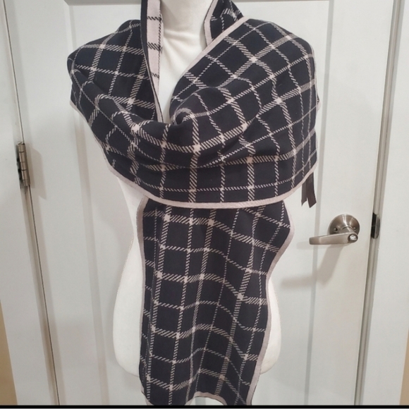 Coach tattersall reversible wooll  And  cotton blend  winter scarf, - Picture 2 of 5